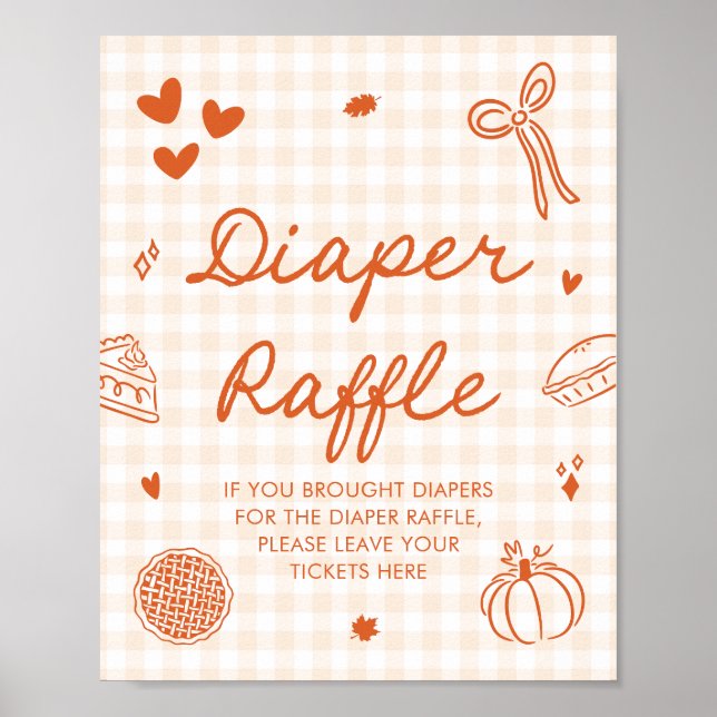 Fall Cutie Paj Baby Shower Diaper Raffle Game Poster (Framsidan)