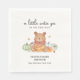 Fall Cutie Pumpkin Paj Nalle Baby Shower Pappersservett