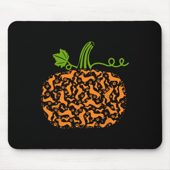 Fall Dachshund Doxin Pumpkin Roligt Halloween Hund Musmatta (Framsidan)