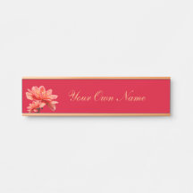 "Fall Dahlias" Red Hanging Namn Plate Door Sign