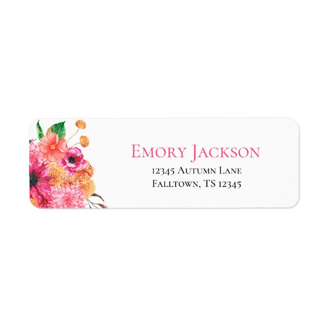 Fall Dahlias Return Address Label Returadress Etikett (Framsidan)
