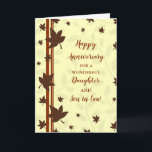 Fall Daughn & Son i Law Bröllop-årsdagen Kort<br><div class="desc">Lycklig bröllop-årskort för dotter och son i lag med höst löv mönster,  och hjärtligt omvänt.</div>