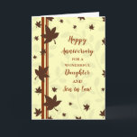 Fall Daughn & Son i Law Bröllop-årsdagen Kort<br><div class="desc">Lycklig bröllop-årskort för dotter och son i lag med höst löv mönster,  och hjärtligt omvänt.</div>