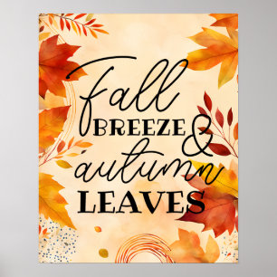 Fall Decor: Fallbryggning & höst löv-fallande utsk Poster