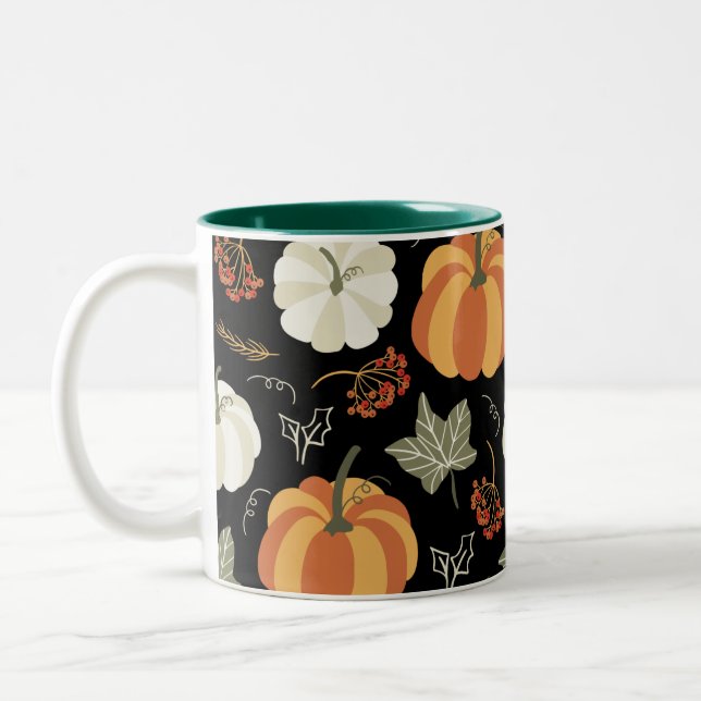 Fall decor-muggar, pumphus Fall-Thanksgiving Två-Tonad Mugg (Vänster)