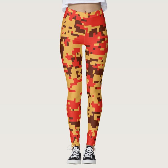 Fall Digital Camo Mönster Leggings (Framsida)