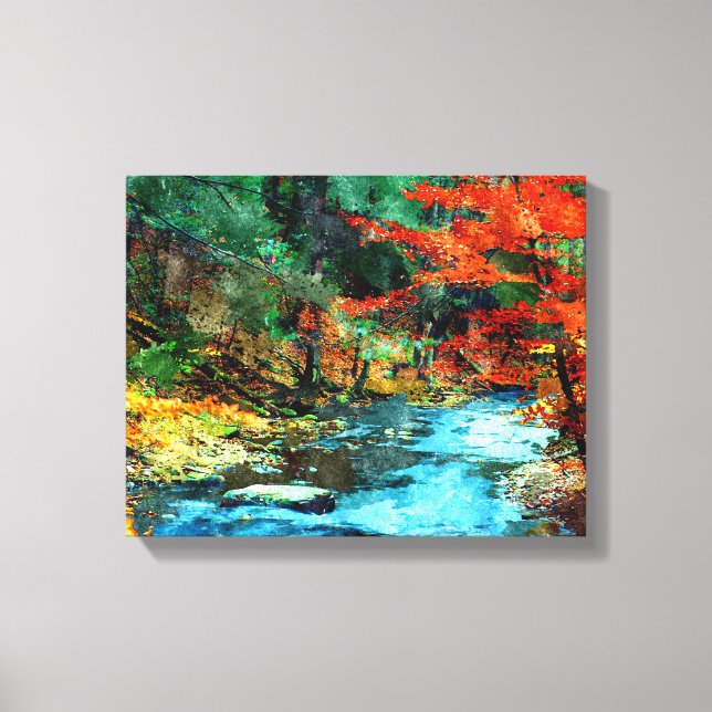 Fall Digital Watercolor Photo Canvastryck (Framsida)