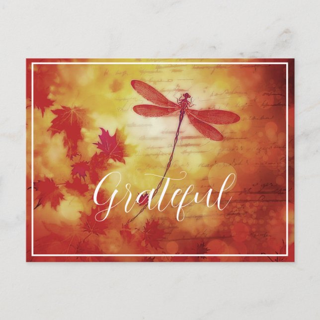 Fall dragonfly custom postcard vykort (Framsida)