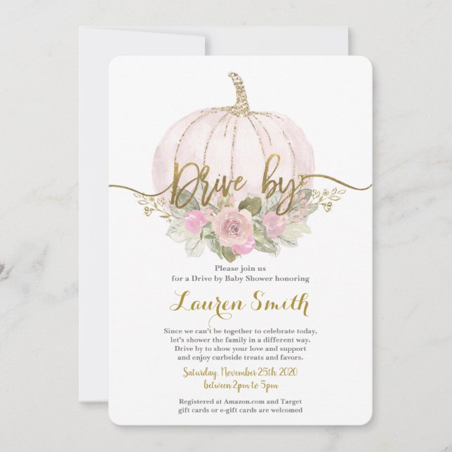 Fall Drive med Babyskor rosa pumpa Inbjudningar (Framsida)