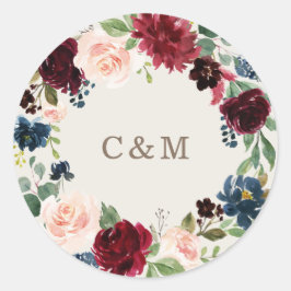Fall Elegance Monogram Sticker Märkre Runt Klistermärke