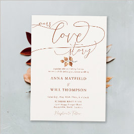 Fall Elegant Calligraphy our Kärlek Story Bröllop Inbjudningar