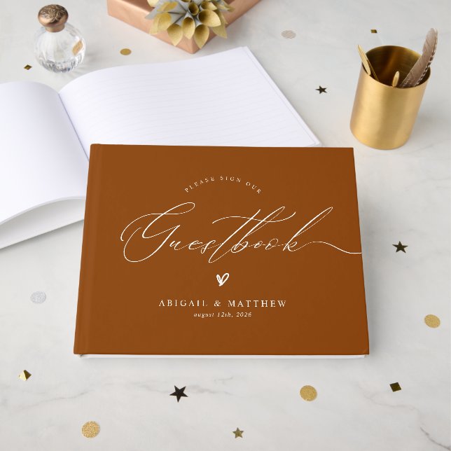Fall Elegant Minimalist Modern Wedding Guestbook Gästböcker (Framsida Öppen)