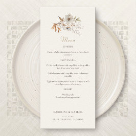 Fall Elegant Minimalist Wildblommor Bröllop Menu