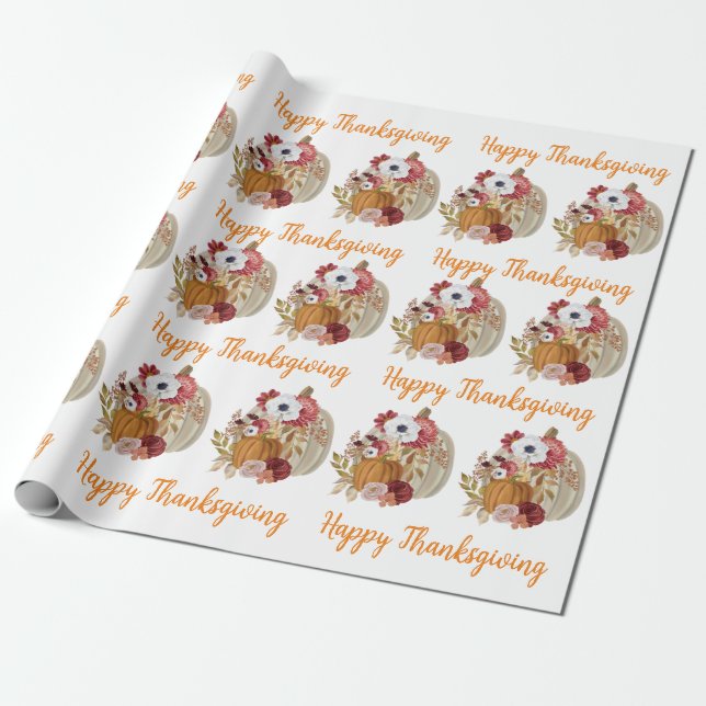 Fall Elegant Pumpkin Presentpapper (Utrullad)