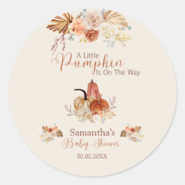 Fall Elegant Terracotta Baby Shower Sticker Runt Klistermärke