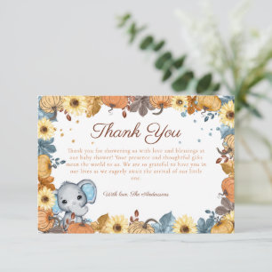 Fall Elephant Pumpkin Baby Shower Tack Kort