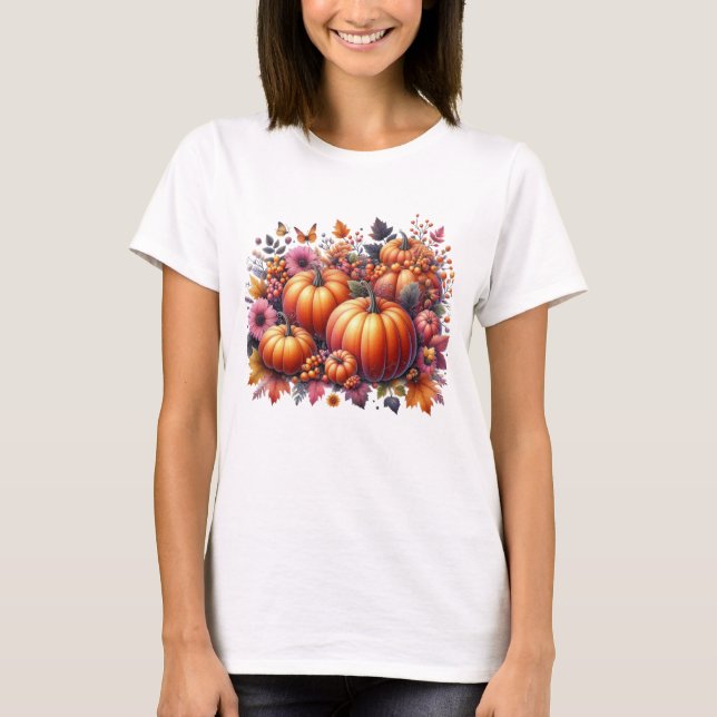 Fall eller Thanksgiving temat dam T Shirt (Framsida)