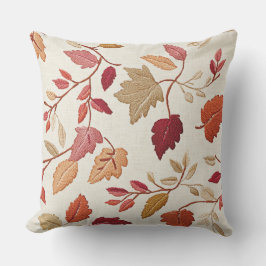 Fall Embroidered Look Throw Pillow Kudde