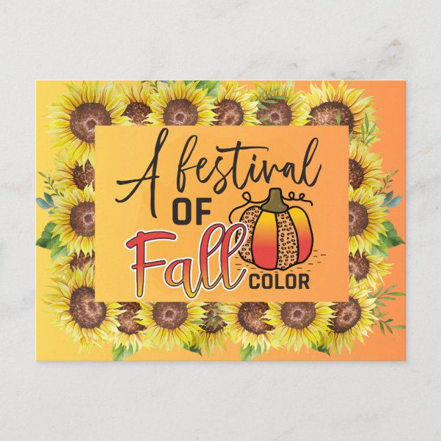 Fall en festival i höstThanksgivingen i färg Vykort (Framsida)