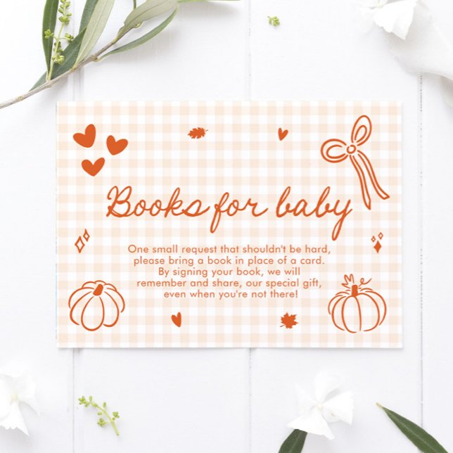 Fall en liten knumpkin Baby Shower Bokar för Baby Tilläggskort (Fall A Little Pumpkin Baby Shower Books For Baby Card)