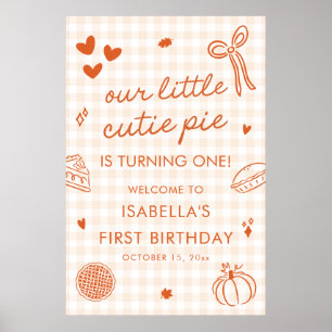 Fall En Liten Söt Liten Paj 1-års Välkomstskylt Poster
