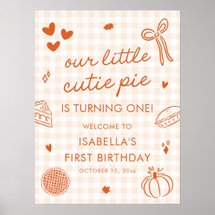 Fall En Söt Liten Tårta 1-års Födelsedags Välkomst Poster