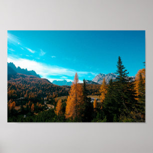 Fall - enkelt liggande fotoberg 4k Tapet Poster