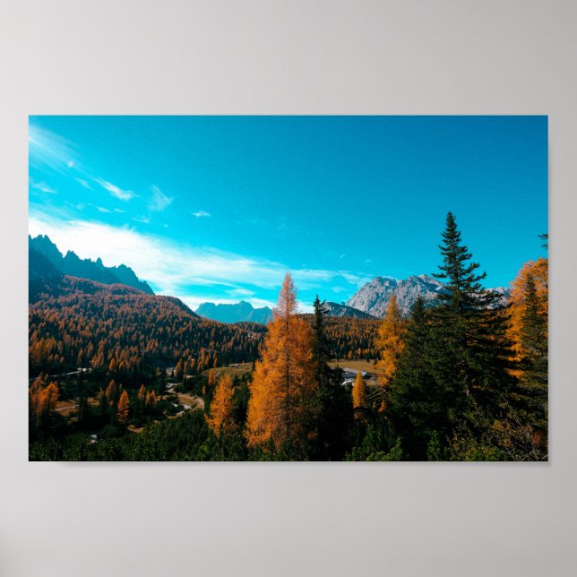 Fall - enkelt liggande fotoberg 4k Tapet Poster (Framsidan)