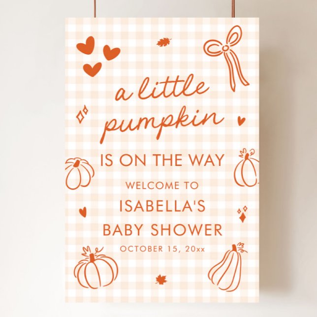 Fall ett litet välkomsttecken för babybabyskor poster (Fall A Little Pumpkin Baby Shower Welcome Sign)