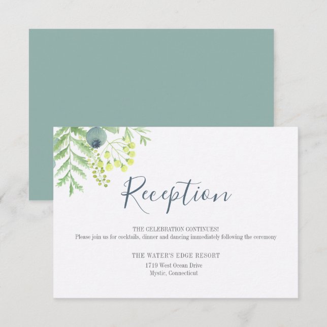 Fall Eucalyptus Berry Blommigt bröllopsmottagning Inbjudningar (Fram/baksida)