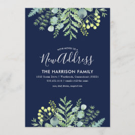 Fall Eucalyptus Blommigt Flytta Announcement Navy Meddelande