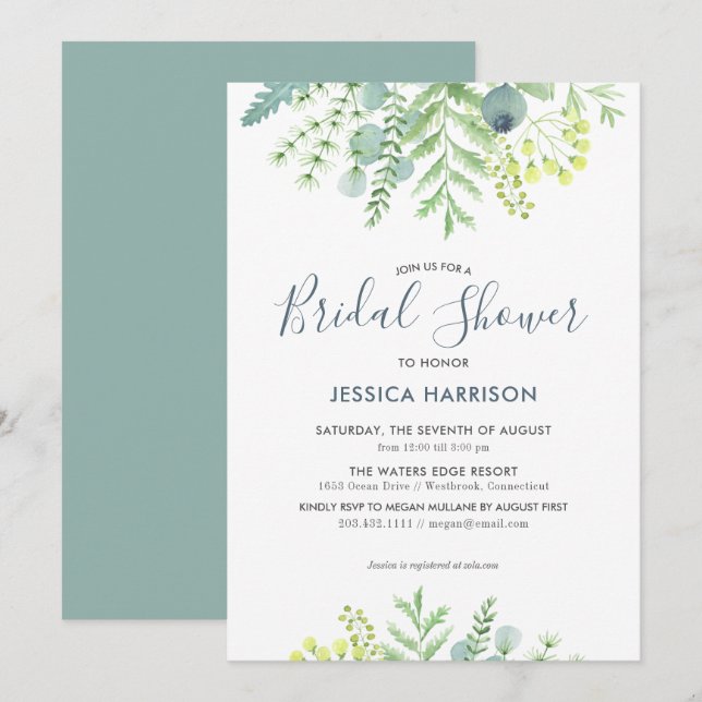 Fall Eucalyptus Blommigt Inbjudningskort för möhip (Fram/baksida)