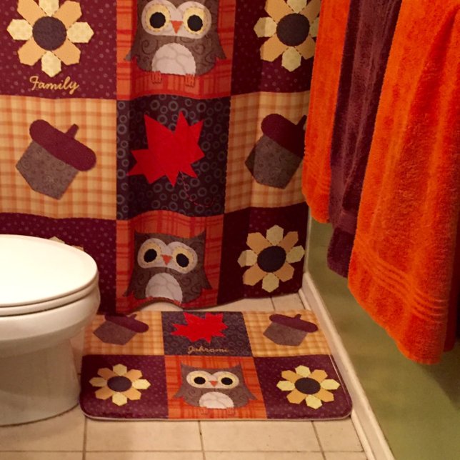 Fall Fabric Collage Personlig Bath Mat Badrumsmatta (Skapare uppladdad)