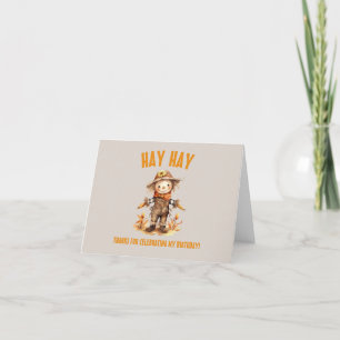 Fall Fågelskrämma Cute Birthday Tack Kort