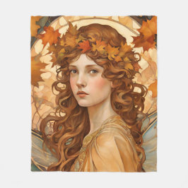 Fall Fairy - Art nouveau Fleece Blanket