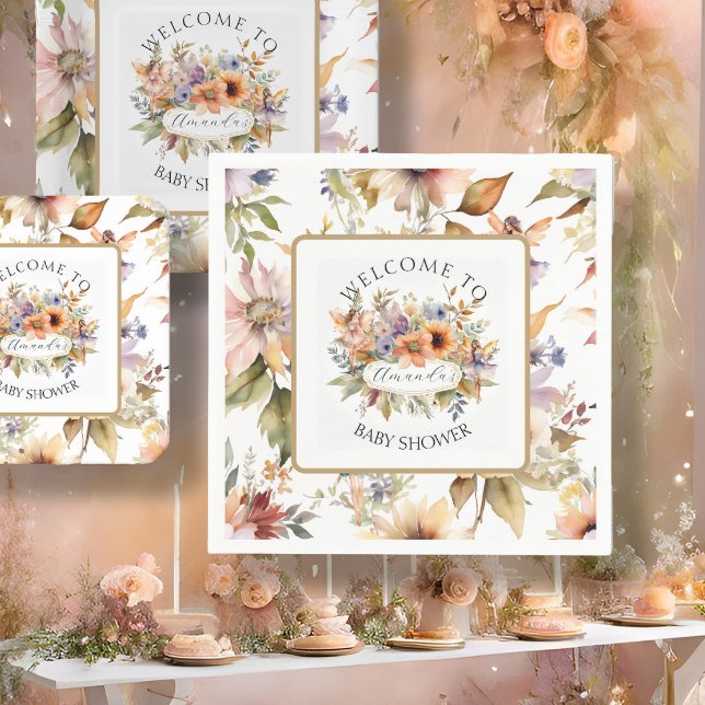 Fall Fairy Blommigt Girl Baby Shower Pappersservett (Skapare uppladdad)