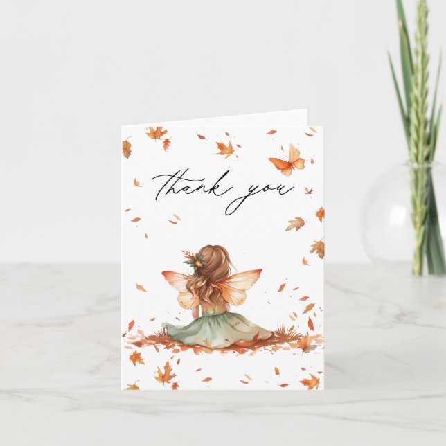 Fall Fairy First Birthday Tack med Fox Kort (Framsida)