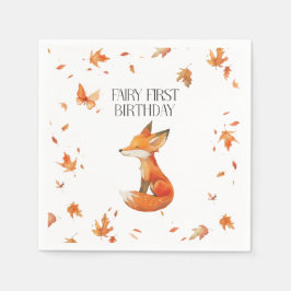 Fall Fairy First Birthday Tack med Fox Pappersservett