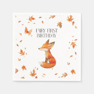 Fall Fairy First Birthday Tack med Fox Pappersservett
