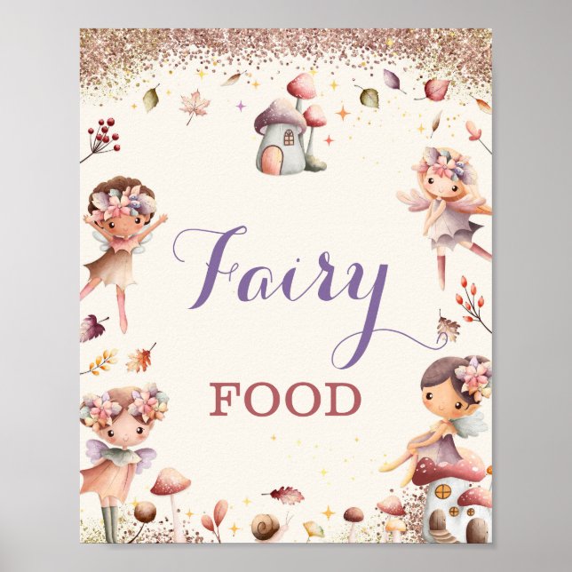 Fall Fairy Food Födelsedagsfest Sign - 8x10 Poster (Framsidan)
