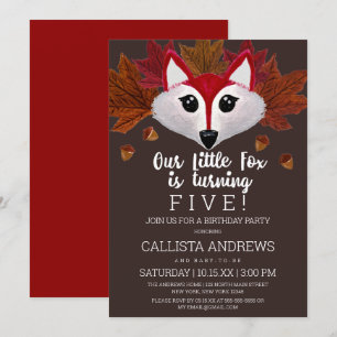 Fall Fall Red Brown Watercolor Birthday Inbjudningar