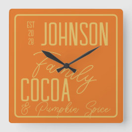 Fall Family Kitchen Pumpkin Spce Fyrkantig Klocka