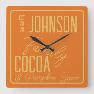 Fall Family Kitchen Pumpkin Spce Fyrkantig Klocka