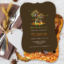 Fall Family Träd Thanksgiving Dinner Party Photo Inbjudningar