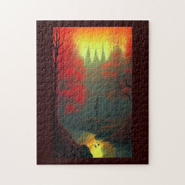 Fall fantasi-världssvärdet i markbranden träd pussel (Vertikal)