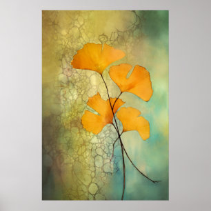 Fall Färg Ginkgo Lövs Poster