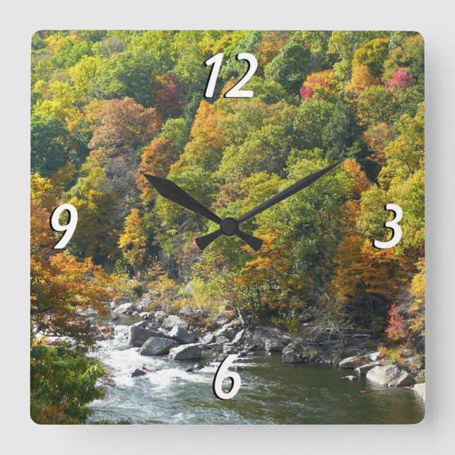 Fall Färg i Ohiopyle State Park Fyrkantig Klocka (Framsida)
