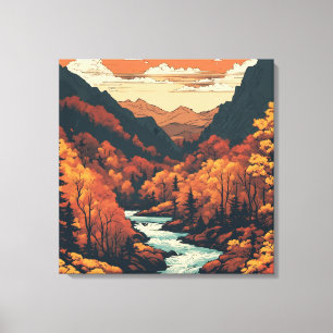Fall Färg på Colorado River Graphic Art Canvastryck
