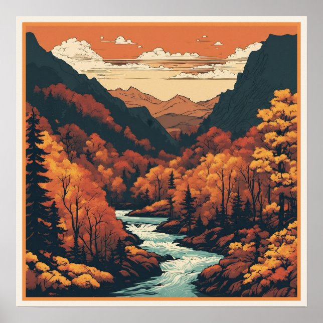 Fall Färg på Colorado River Graphic Art Poster (Framsidan)