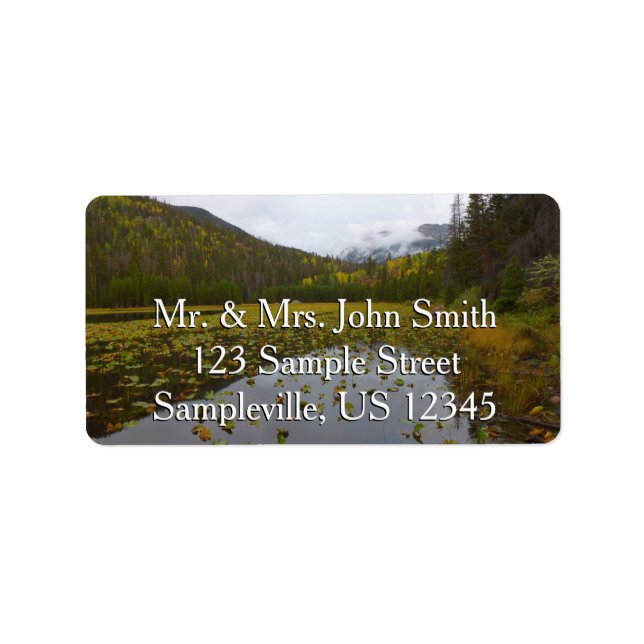 Fall Färg vid Unge Sjö Adressetikett (Framsidan)